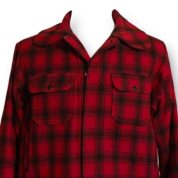 Woolrich Vintage 1960s Mens Mackinaw Hunting Jacket Sz 40 L Long Red Plaid Wool - Picture 4 of 9